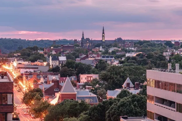 Aerial View of a Saturday in Georgetown DC