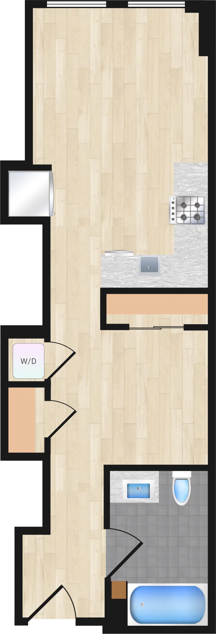 Jr. One Bedroom — Jr One Bedroom 102+ floor plan