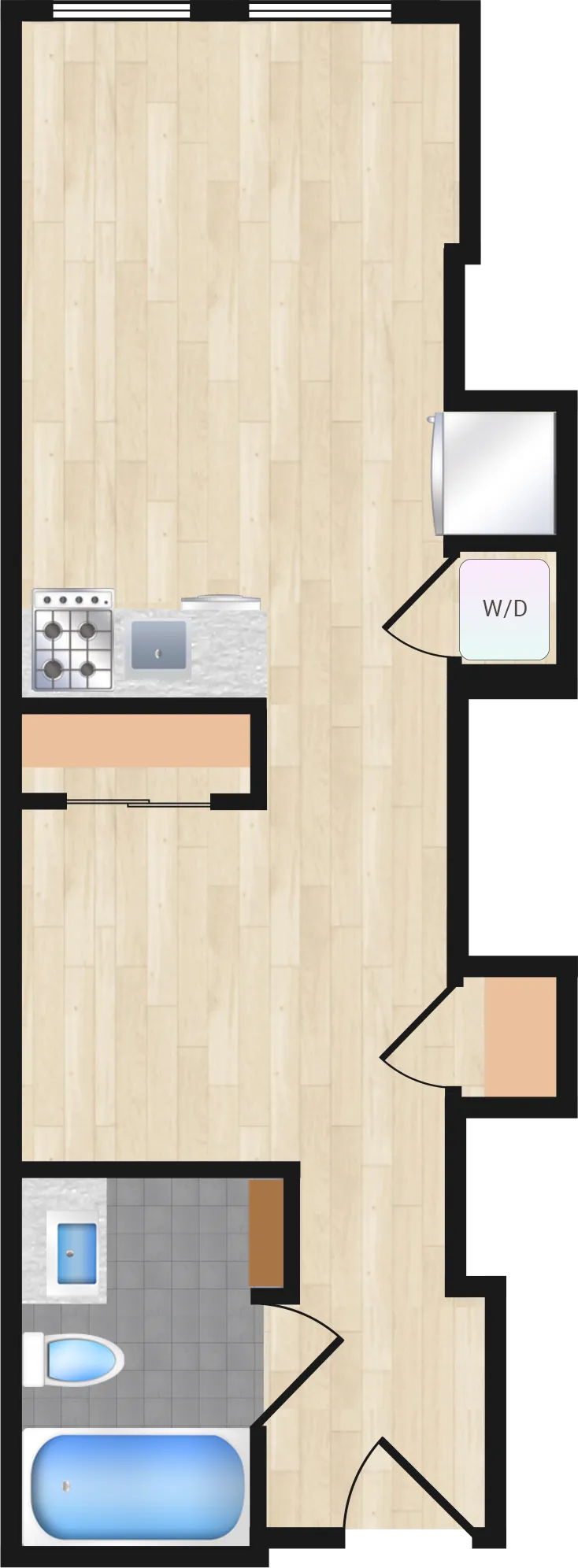 Jr. One Bedroom — Jr One Bedroom 109+ floor plan