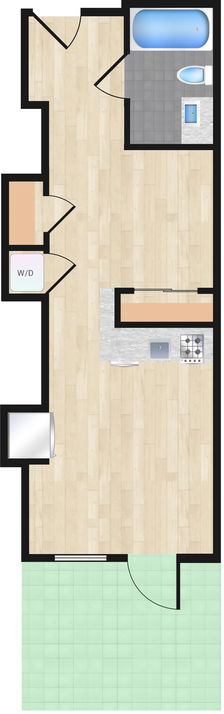Jr. One Bedroom — Jr One Bedroom 113+ floor plan