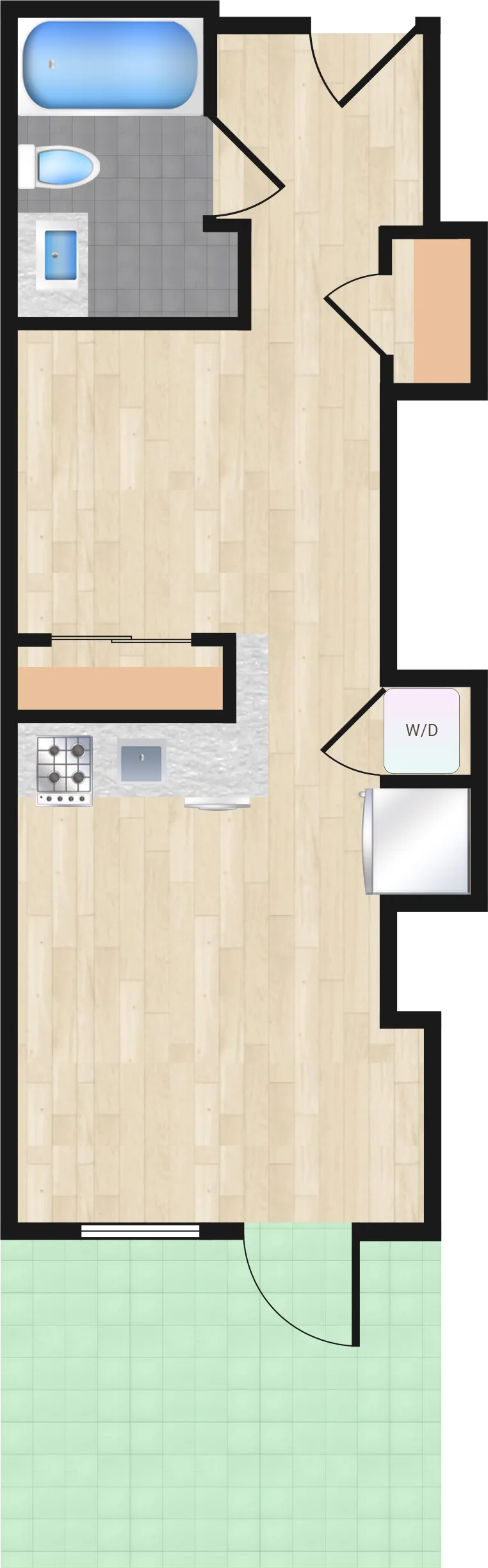 Jr. One Bedroom — Jr One Bedroom 114+ floor plan