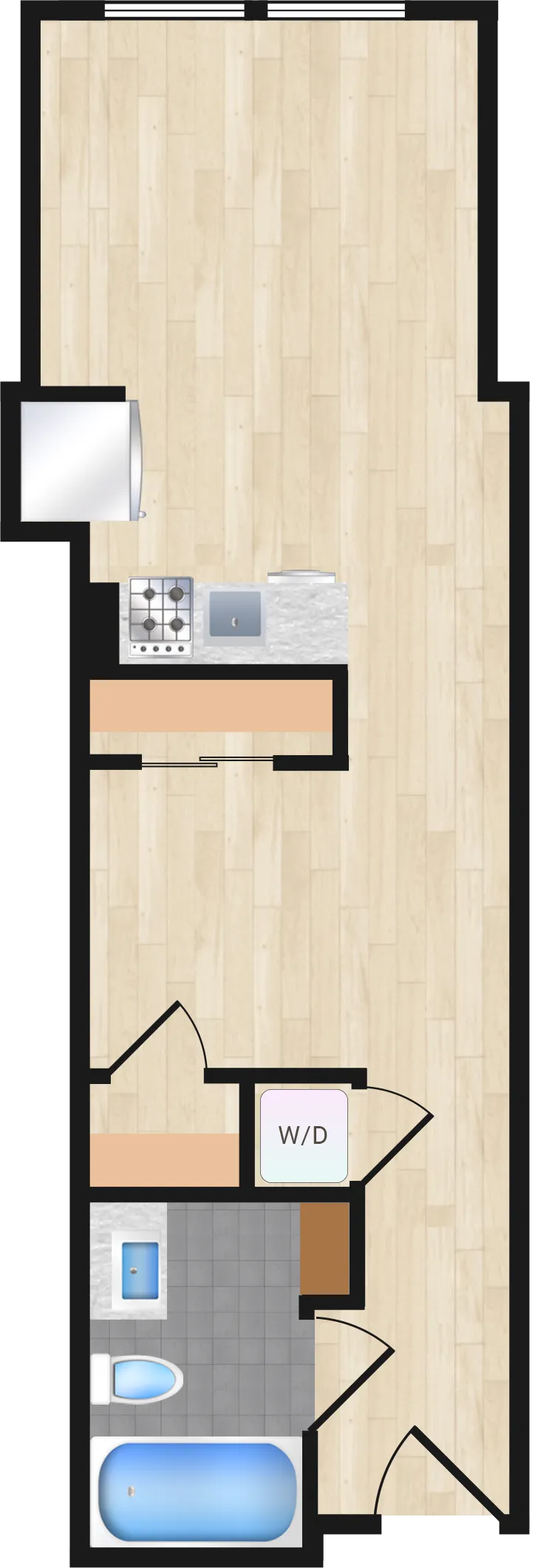 Jr. One Bedroom — Jr One Bedroom 211+ floor plan