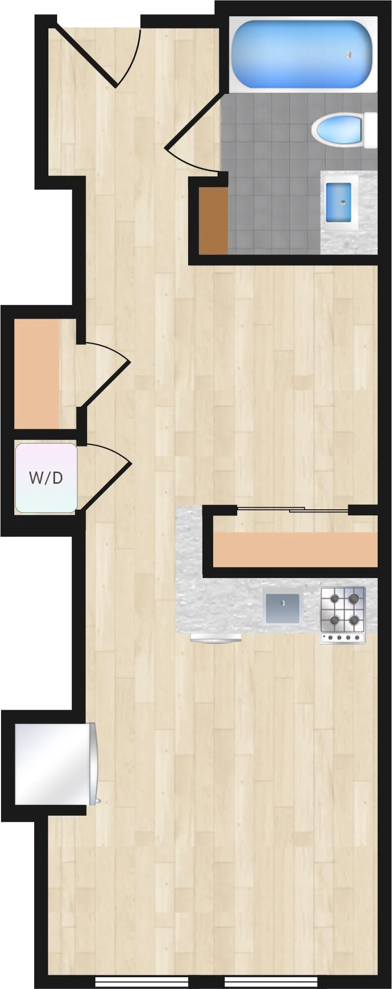 Jr. One Bedroom — Jr One Bedroom 213+ floor plan