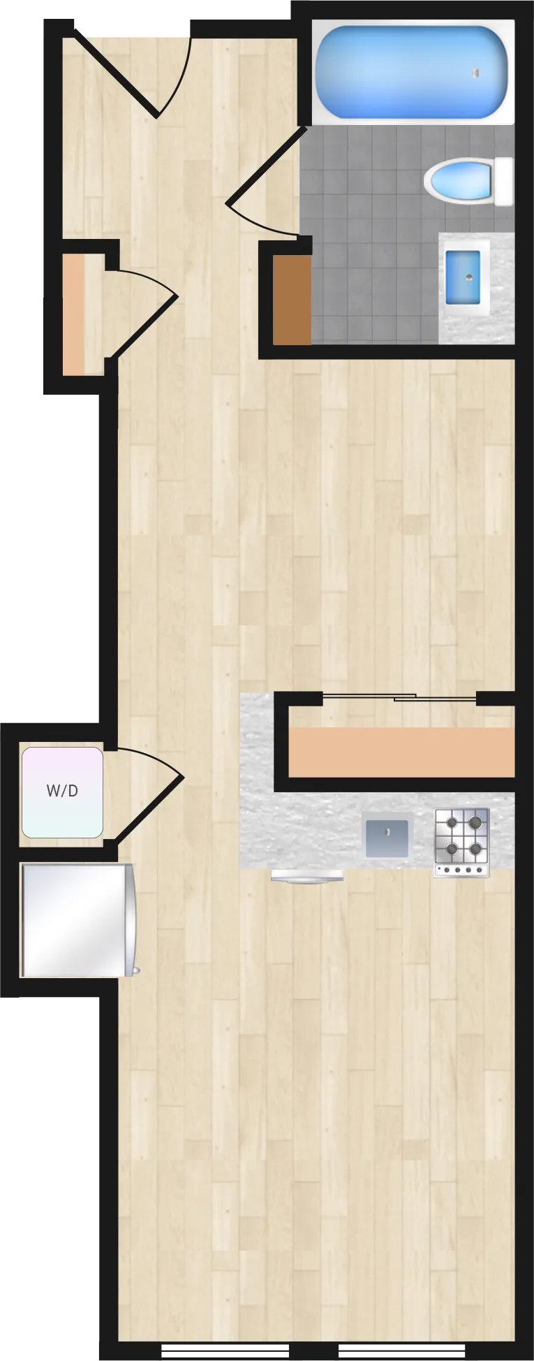 Jr. One Bedroom — Jr One Bedroom 219+ floor plan
