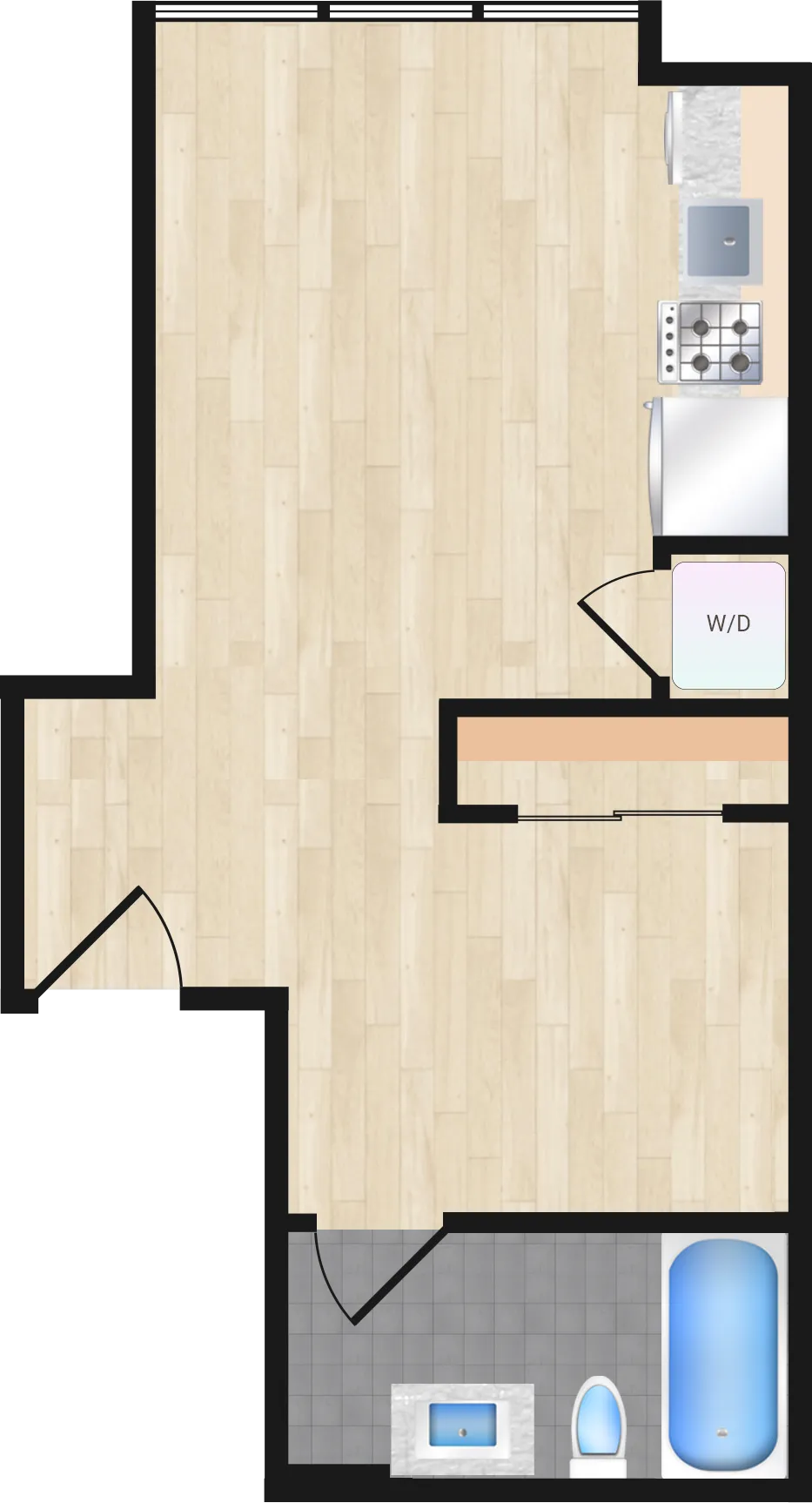 Jr. One Bedroom — Jr One Bedroom 220 floor plan