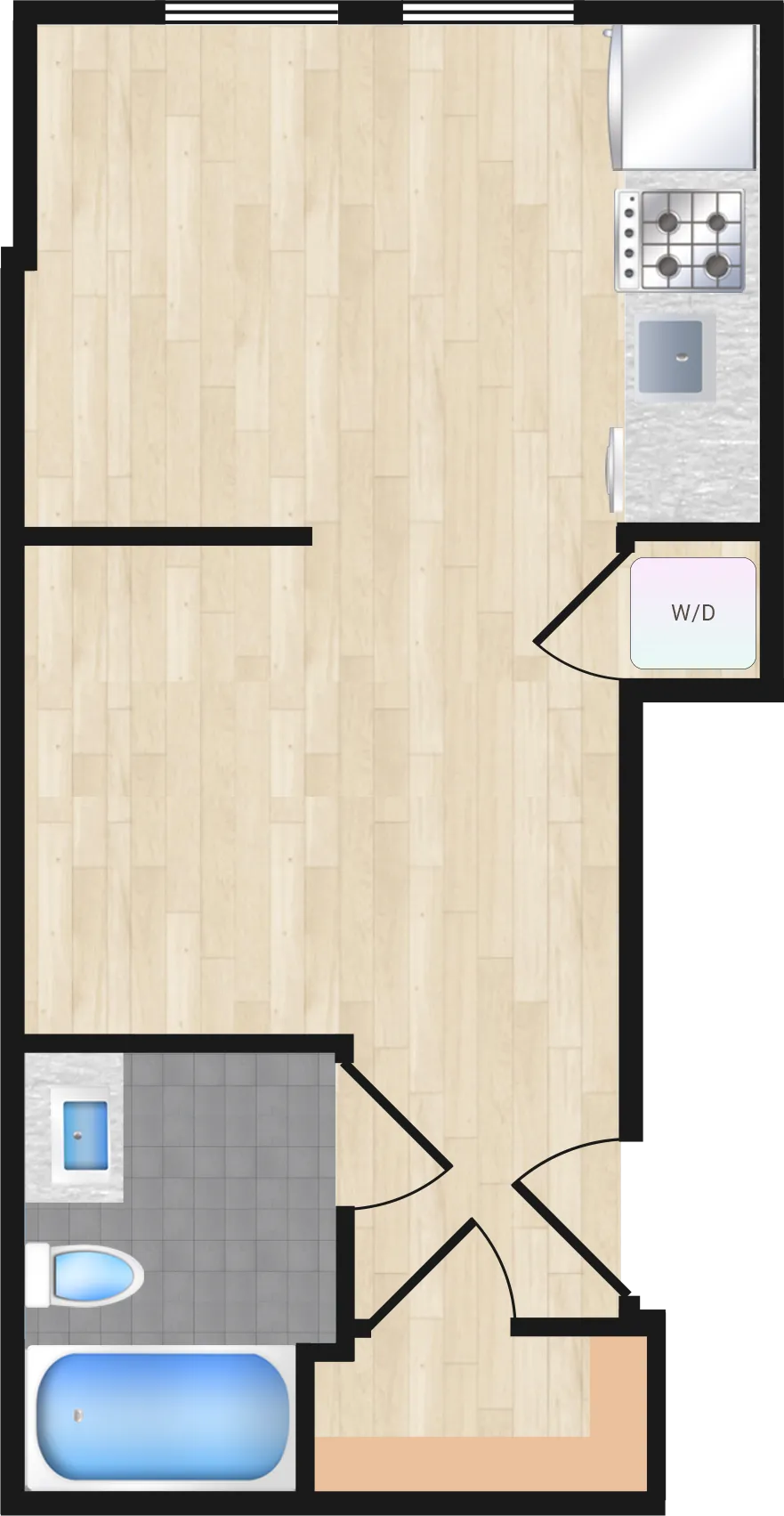 Jr. One Bedroom — Jr One Bedroom 221 floor plan