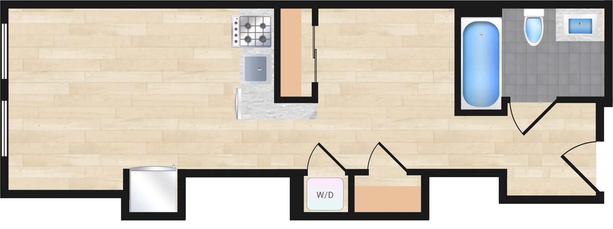 Jr. One Bedroom — Jr One Bedroom 223+ floor plan
