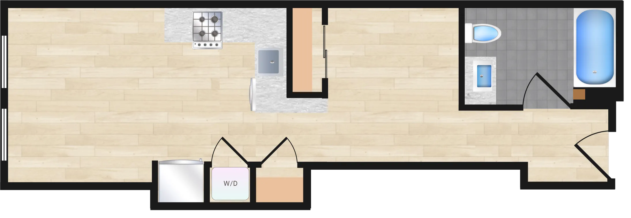 Jr. One Bedroom — Jr One Bedroom 227+ floor plan