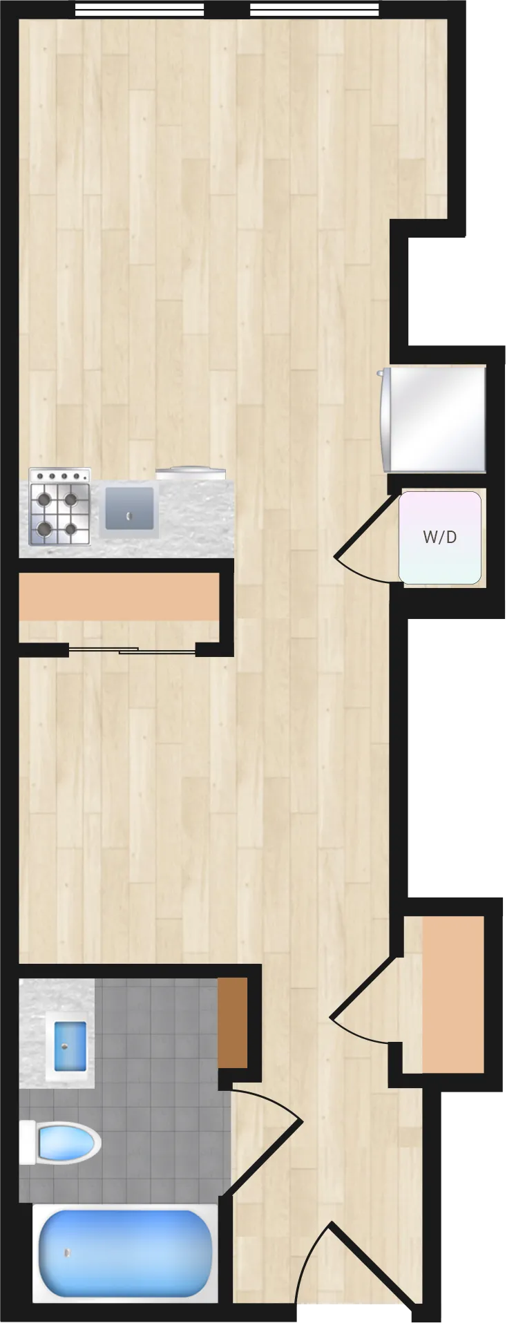 Jr. One Bedroom — Jr One Bedroom 401+ floor plan
