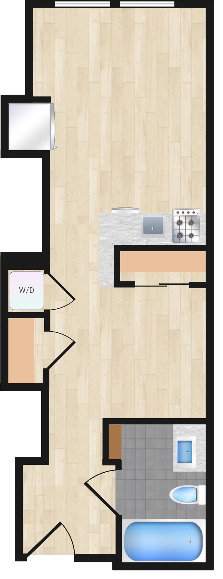 Jr. One Bedroom — Jr One Bedroom 402+ floor plan