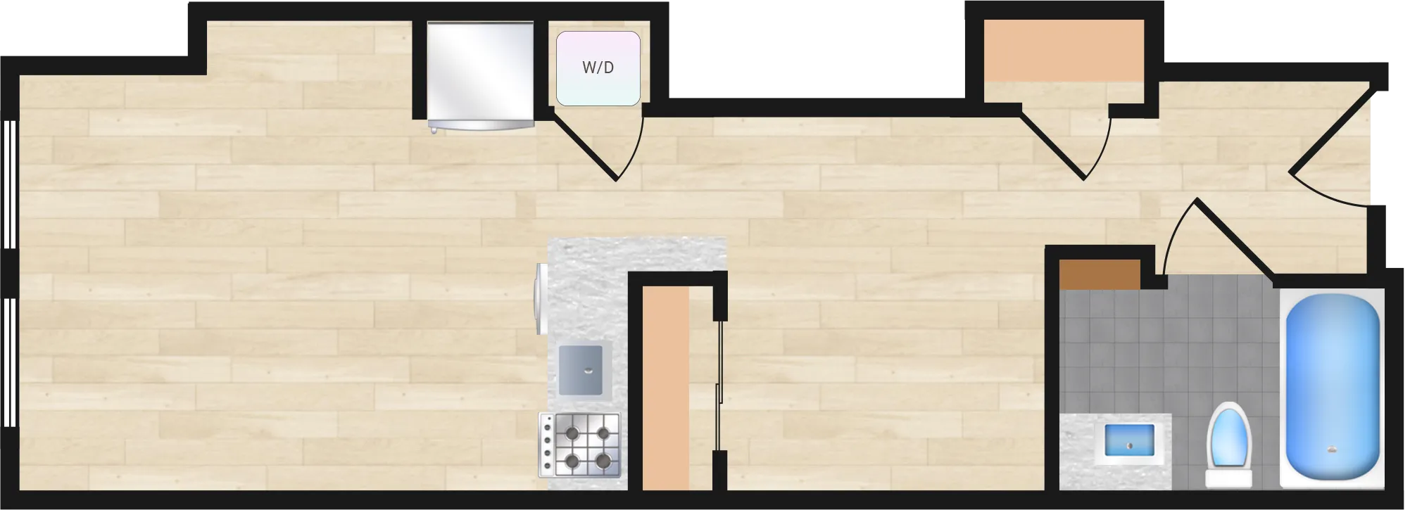 Jr. One Bedroom — Jr One Bedroom 424 floor plan