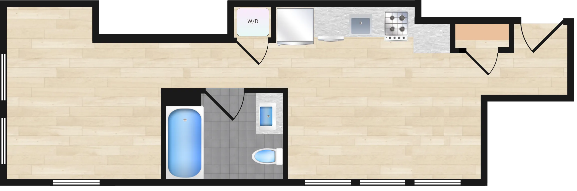 Jr. One Bedroom — Jr One Bedroom 428 floor plan