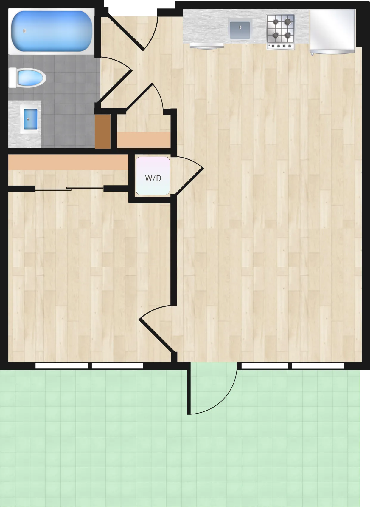 One Bedroom — One Bedroom 506+ floor plan