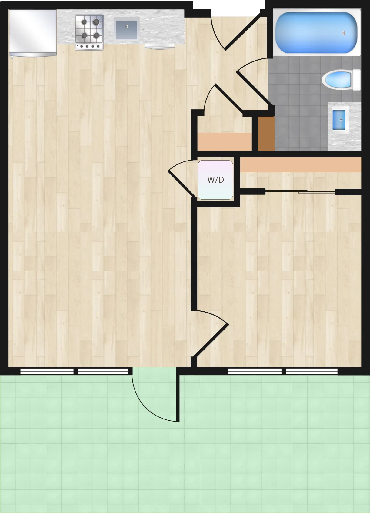 One Bedroom — One Bedroom 507 floor plan
