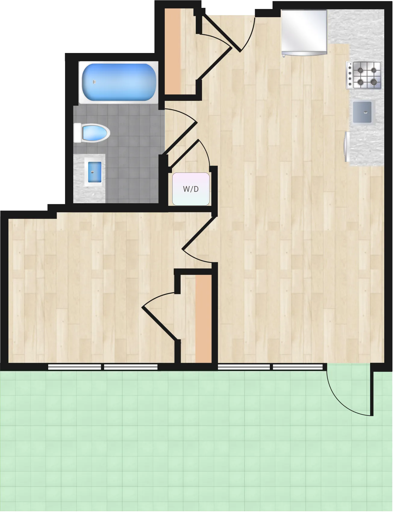 One Bedroom — One Bedroom 509 floor plan