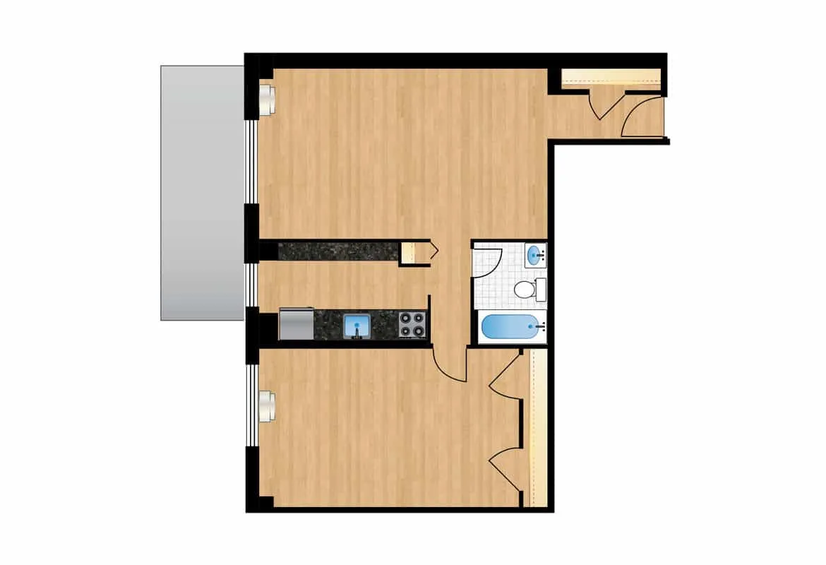 One Bedroom — Tier 1 floor plan