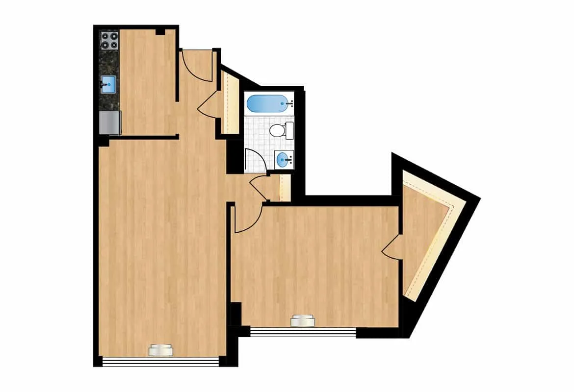 One Bedroom — Tier 15 floor plan