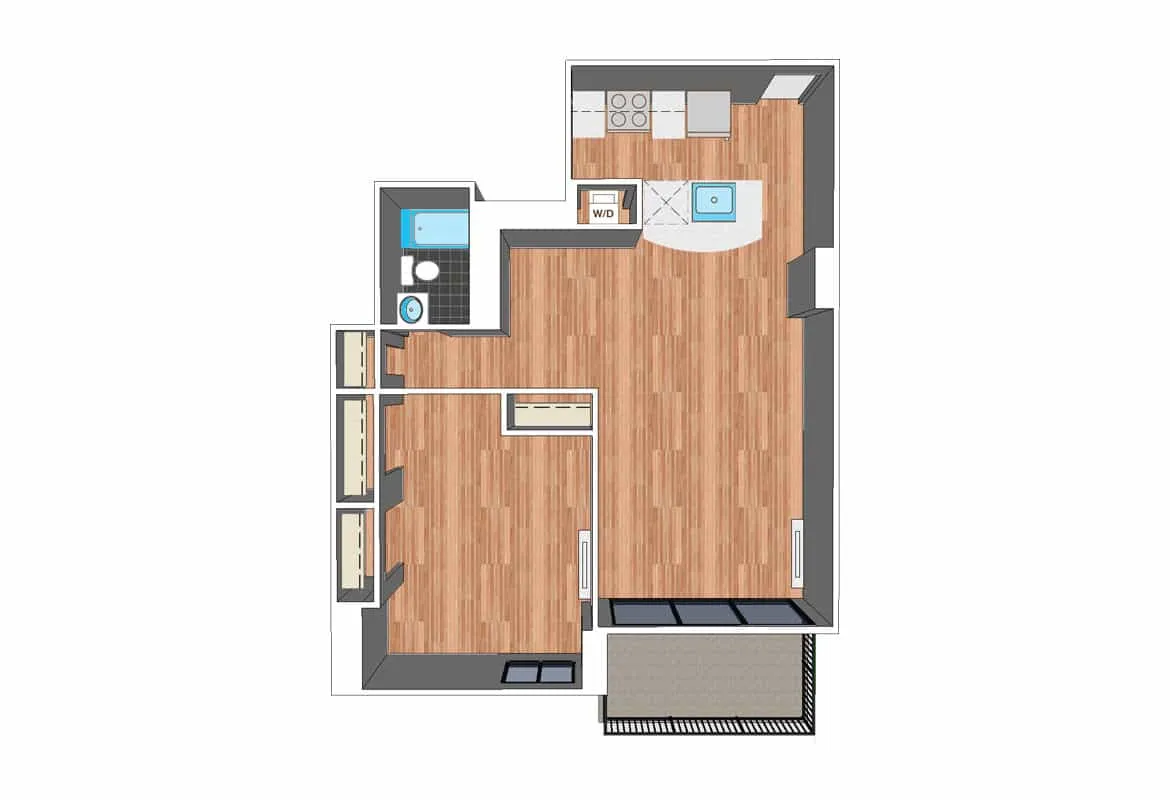 One Bedroom — Tier 25-29 floor plan