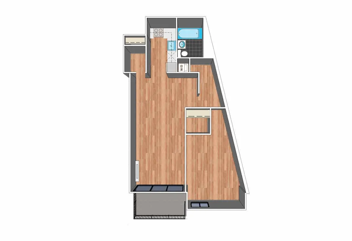 One Bedroom — Tier 301-1001 floor plan