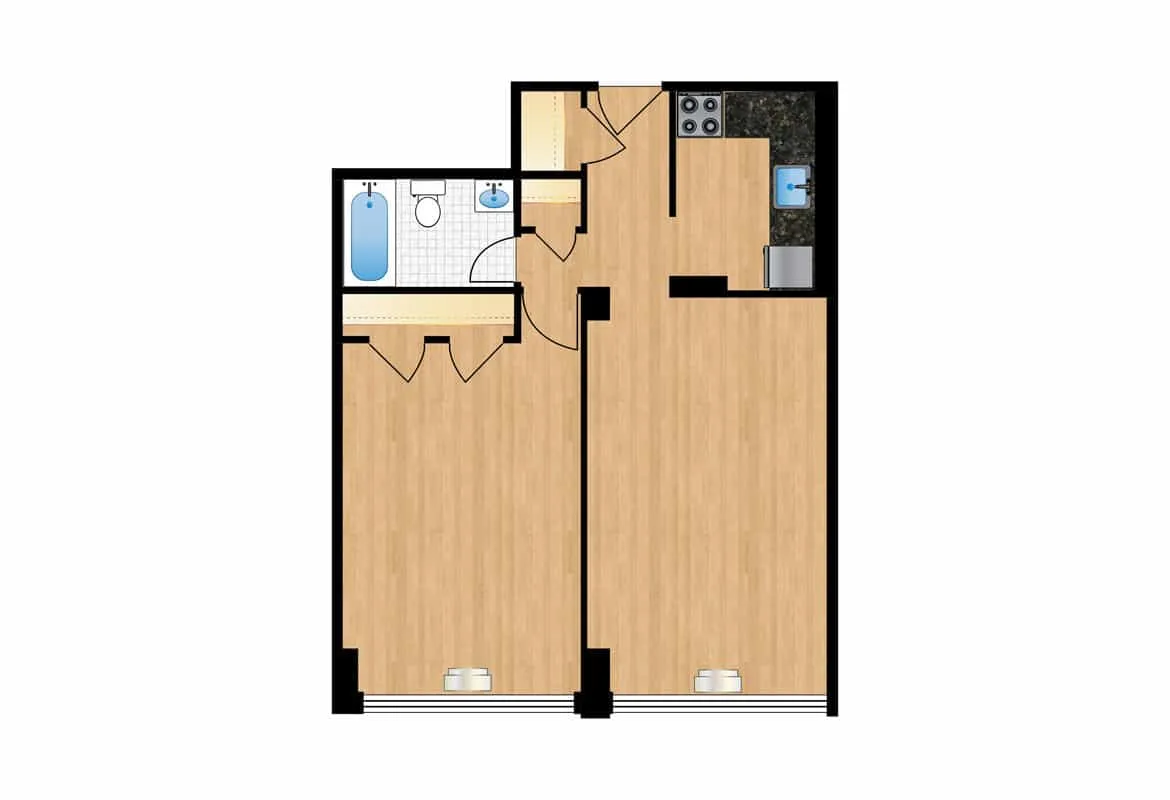 One Bedroom — Tier 8 floor plan