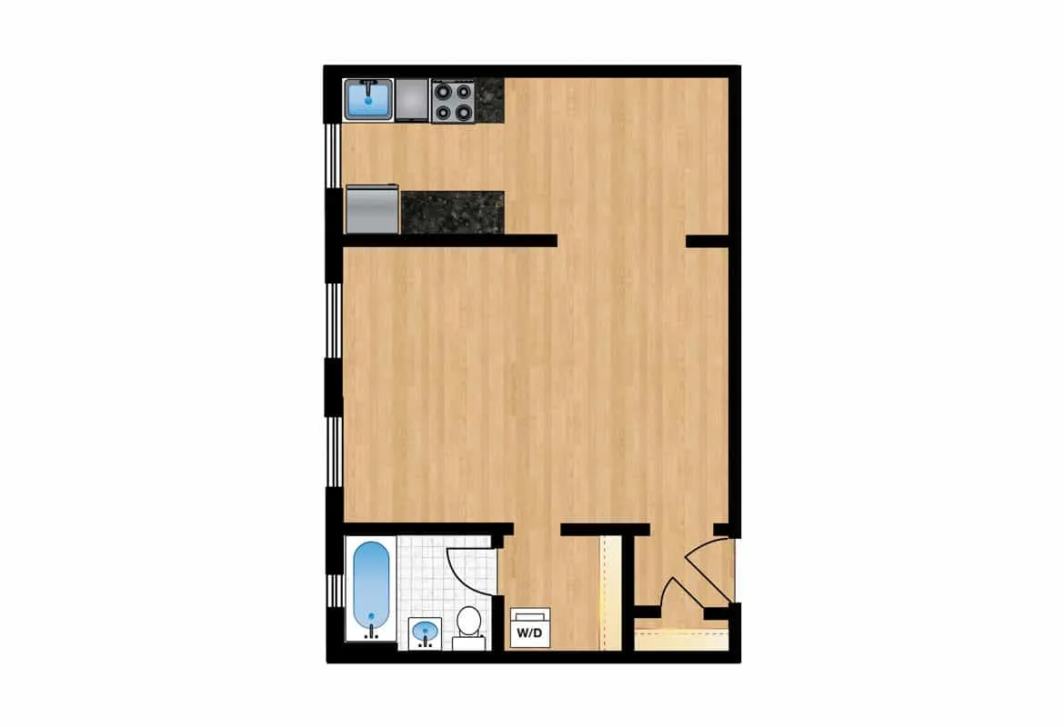 Studio — Tiers 11, 12, 14 & 15 floor plan