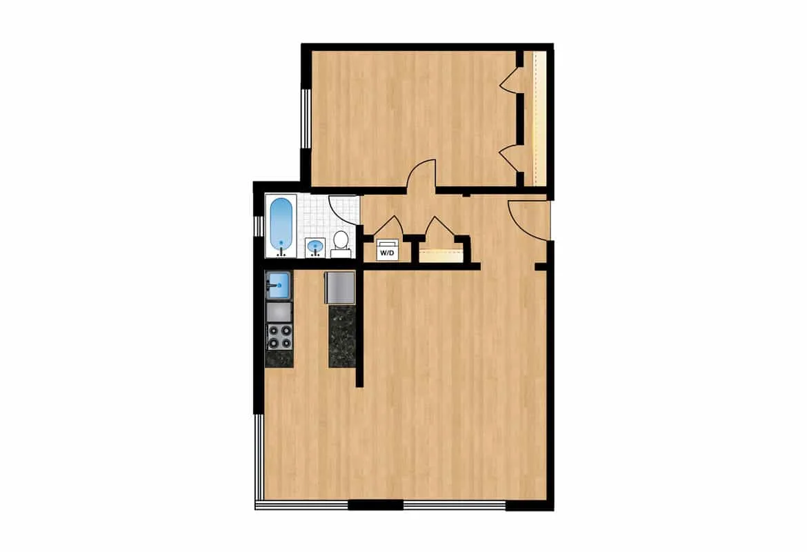 One Bedroom — Tiers 16-17 floor plan