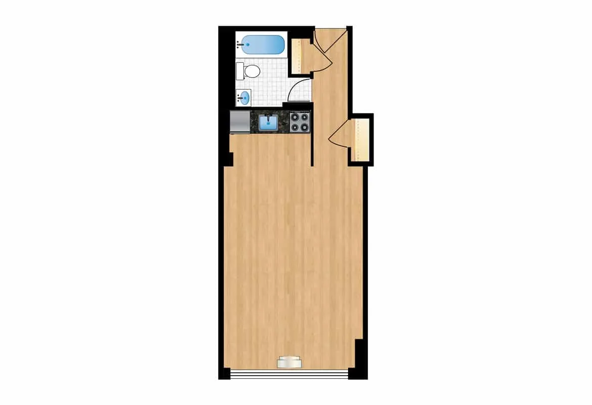 Studio — Tiers 2, 4, 11 & 13 floor plan