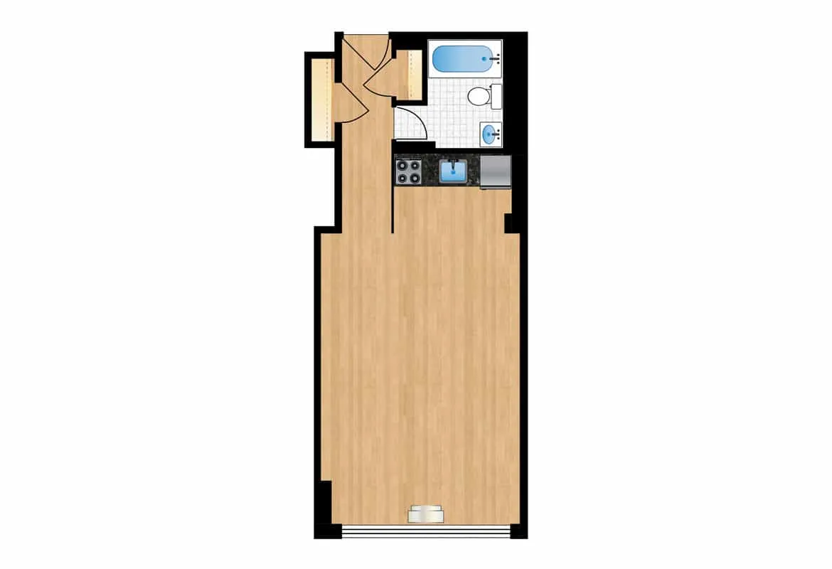 Studio — Tiers 3, 5, 12 & 14 floor plan