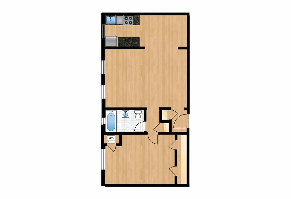 One Bedroom — Tiers 9-10 floor plan