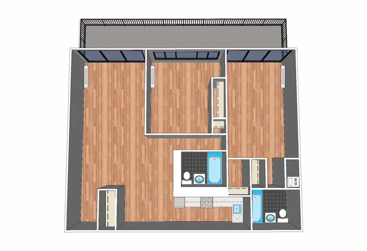 Two Bedroom — Unit 1004 floor plan