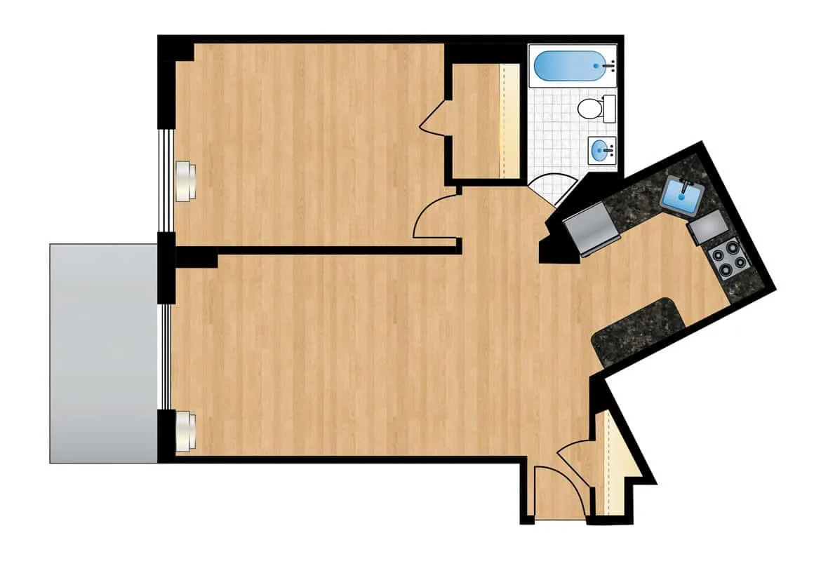 One Bedroom — Unit 1016 floor plan