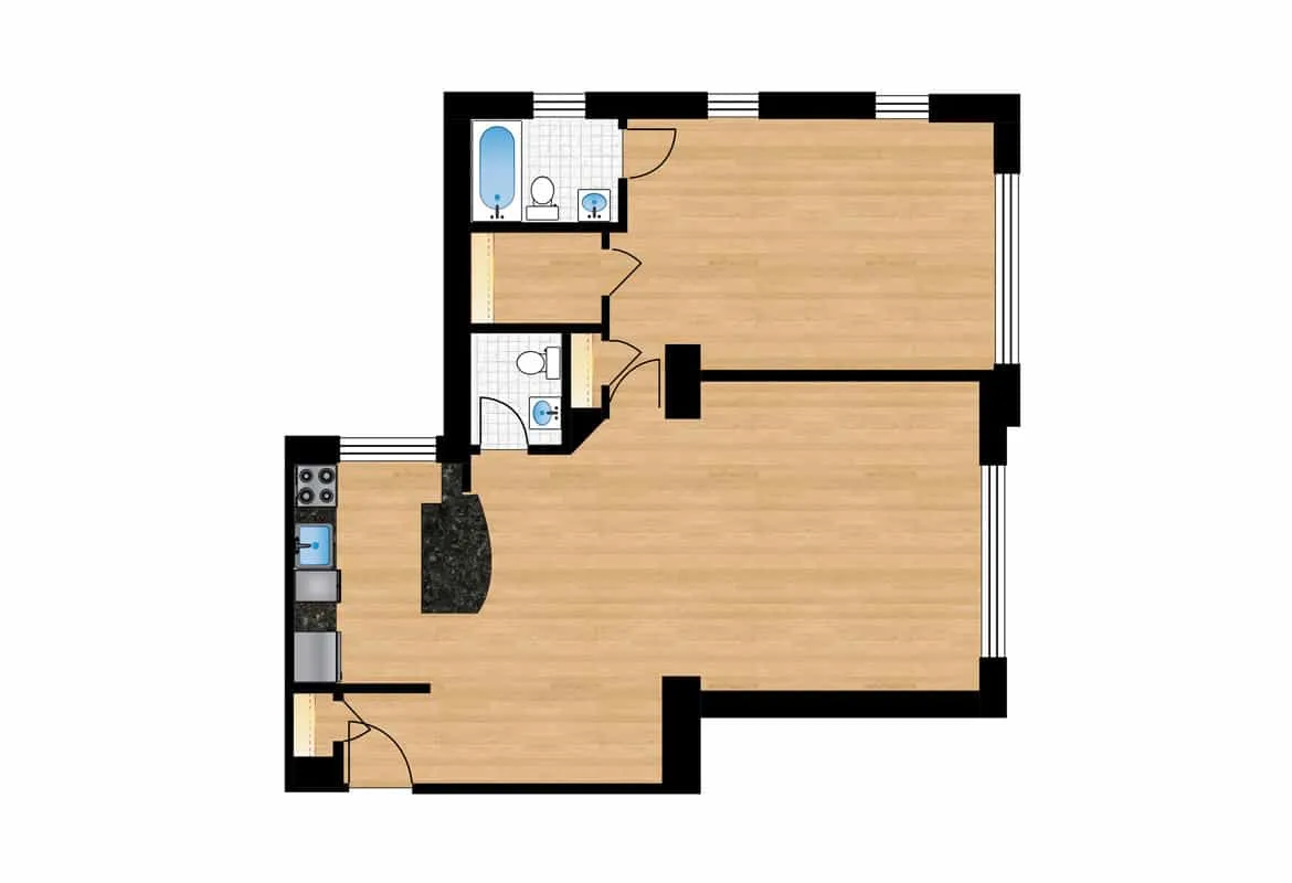One Bedroom — Unit 102 floor plan