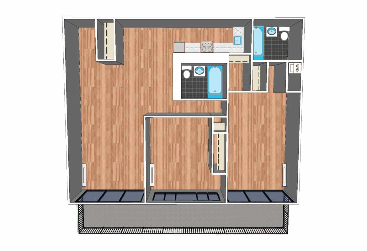Two Bedroom — Unit 1022, 1026, 1030 floor plan