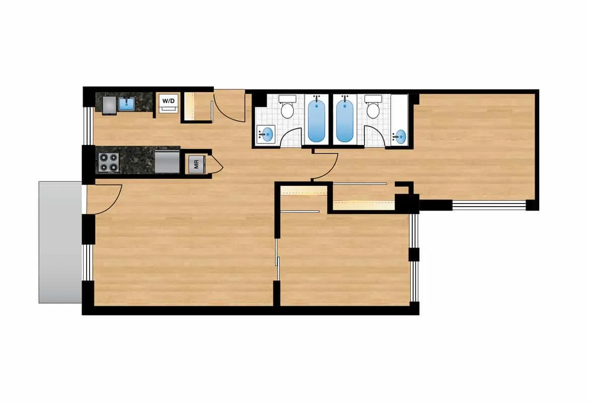 Two Bedroom — Unit 104-404 floor plan