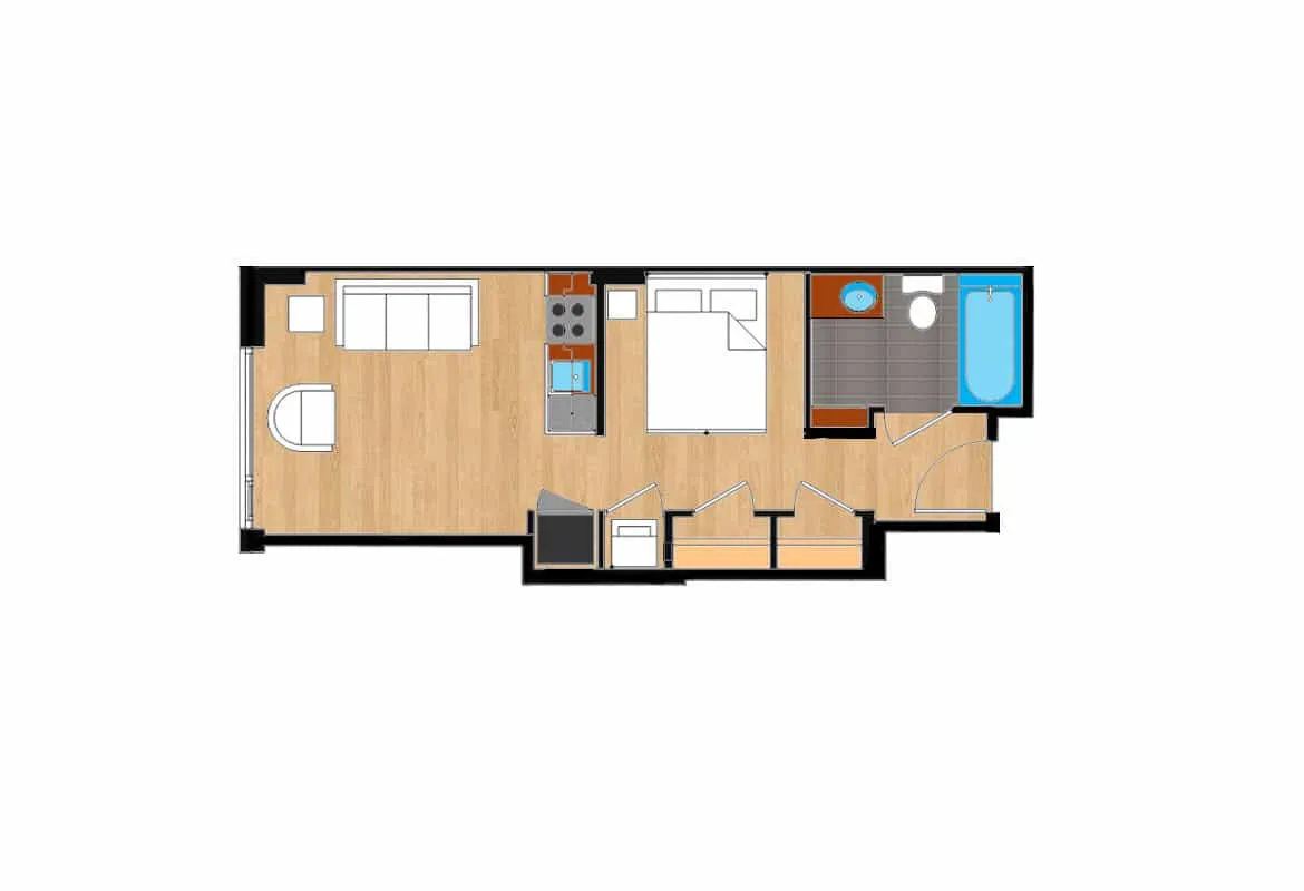 Jr. One Bedroom — Unit 105 floor plan