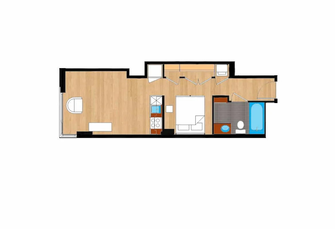 Jr. One Bedroom — Unit 106 floor plan