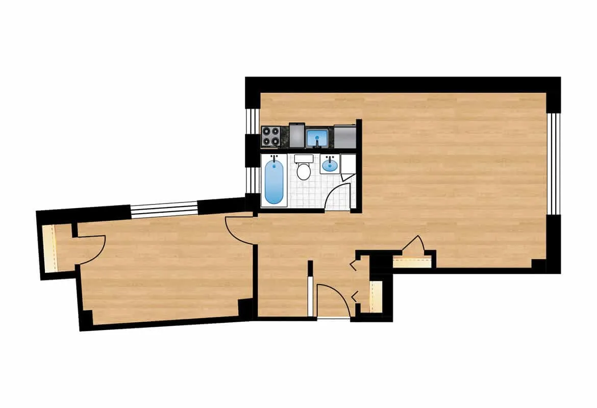 One Bedroom — Unit 107 floor plan