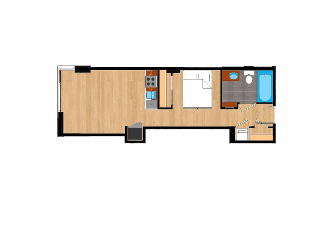 Jr. One Bedroom — Unit 107 floor plan