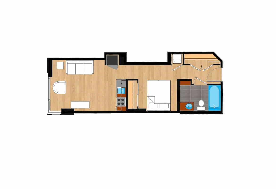 Jr. One Bedroom — Unit 110 floor plan