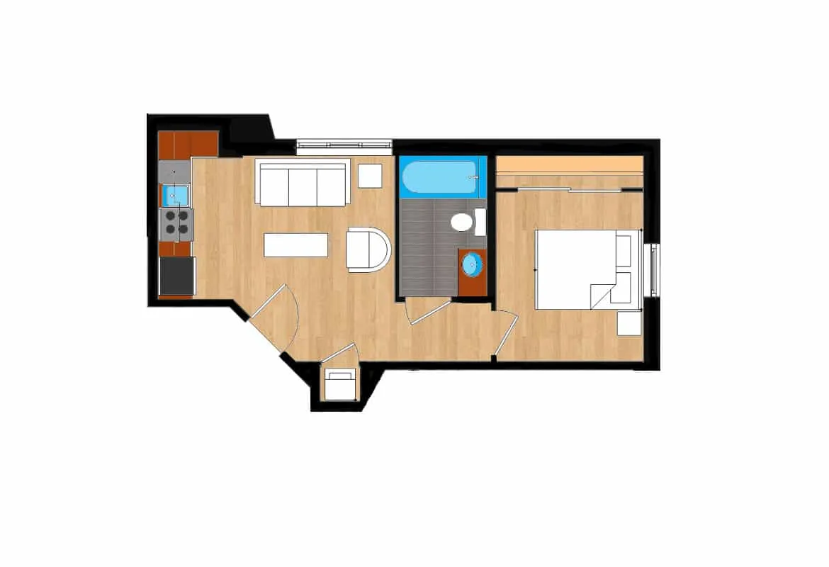 One Bedroom — Unit 112 floor plan