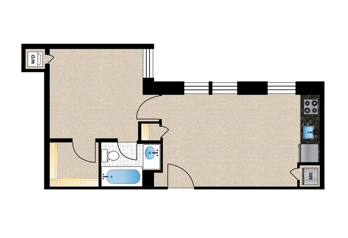 One Bedroom — Unit 2 floor plan