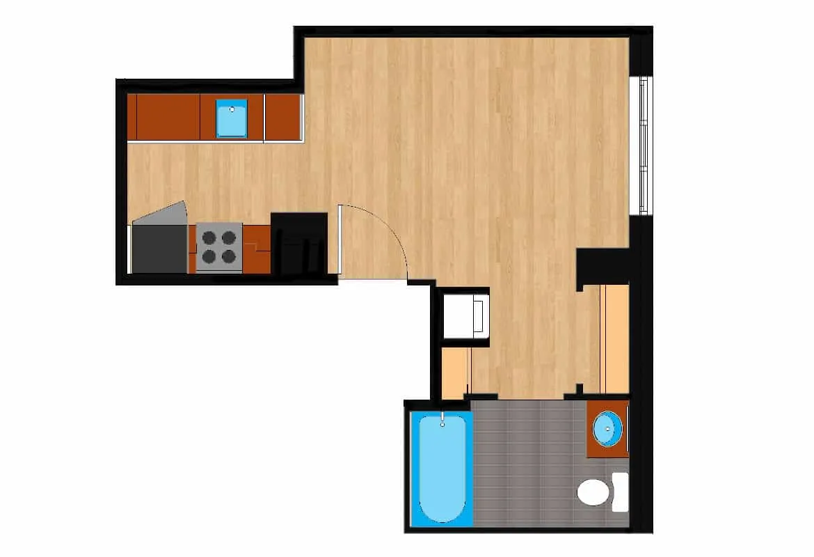 Studio — Unit 201 floor plan