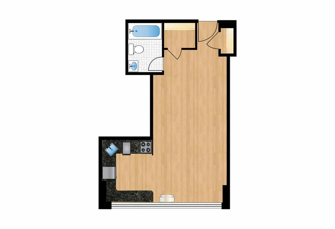 Studio — Units 1006 & 1010 floor plan