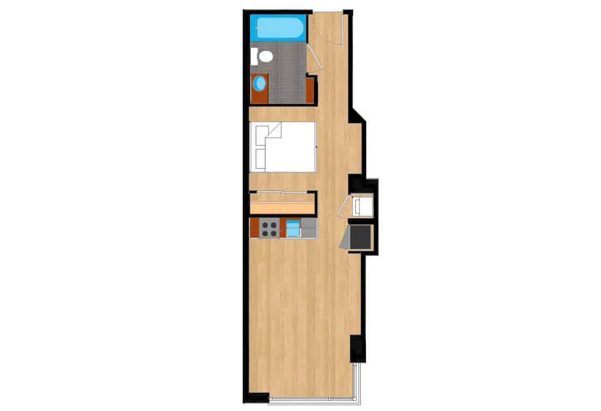 Jr. One Bedroom — Units 203-903 floor plan
