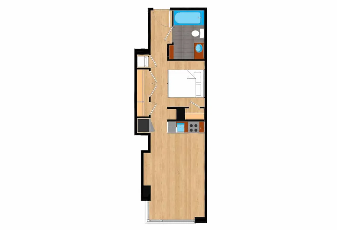 Jr. One Bedroom — Units 205-905 floor plan