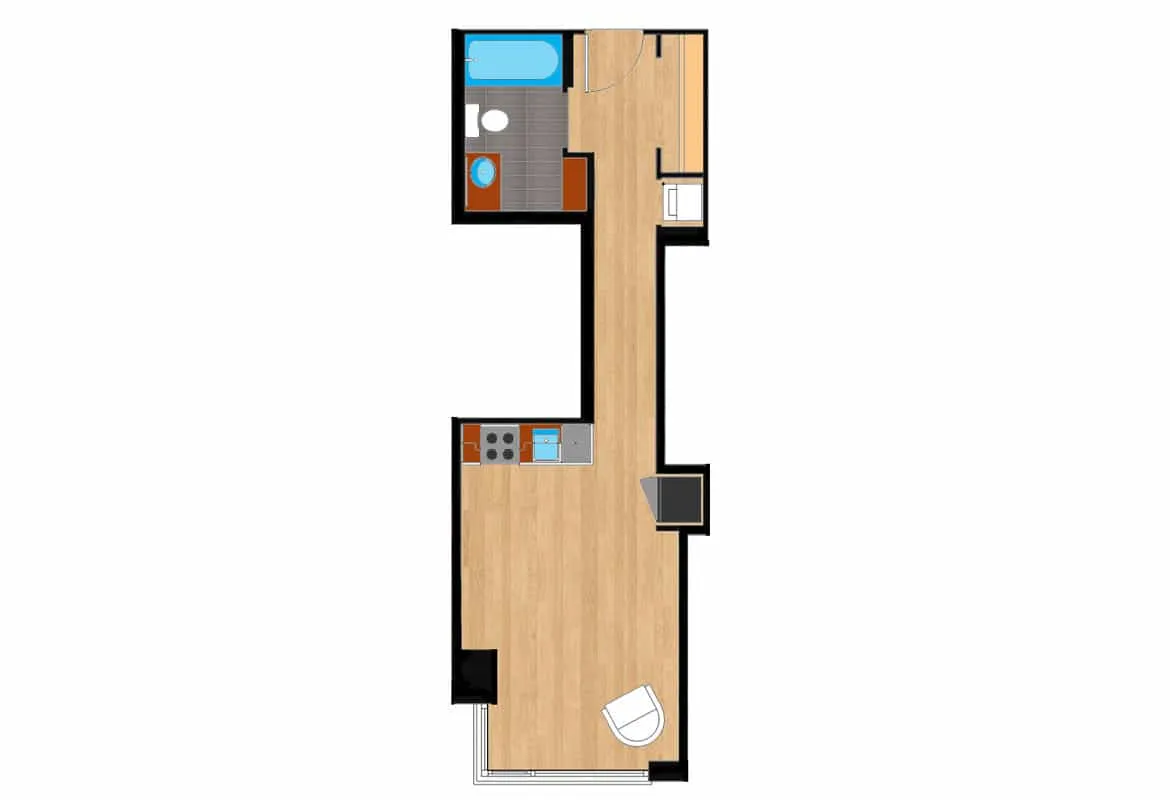 Studio — Units 208-308 floor plan