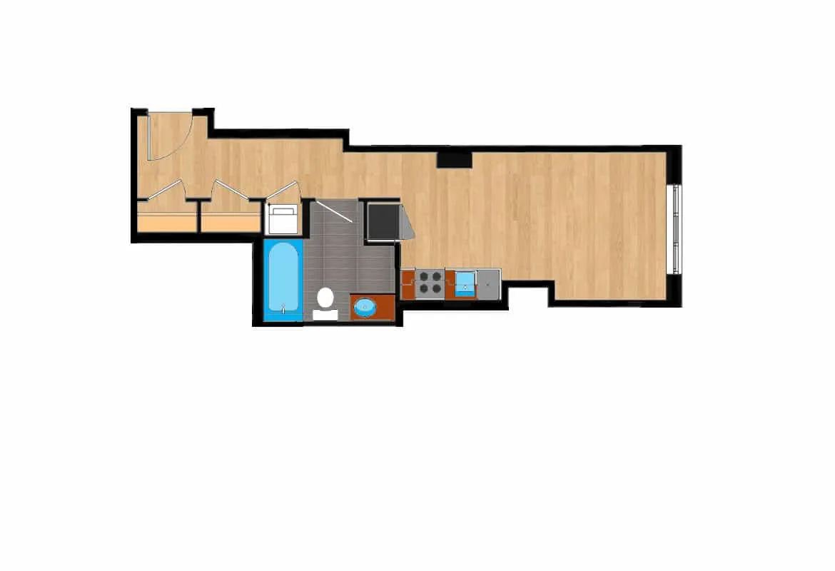 Studio — Units 214-914 floor plan