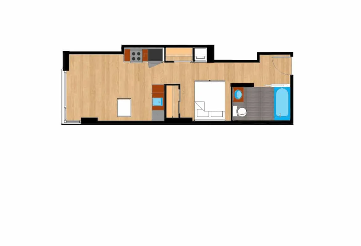 Jr. One Bedroom — Units 219-919 floor plan