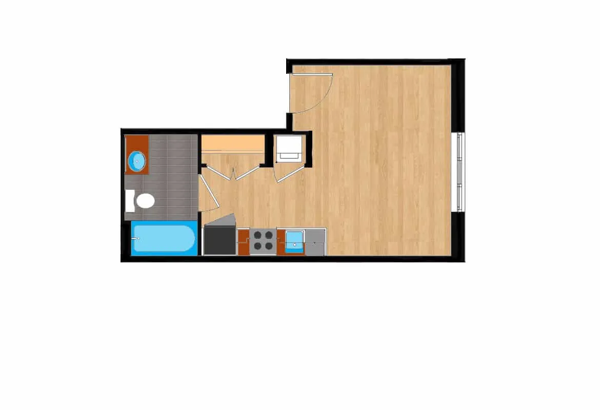 Studio — Units 326-926 floor plan