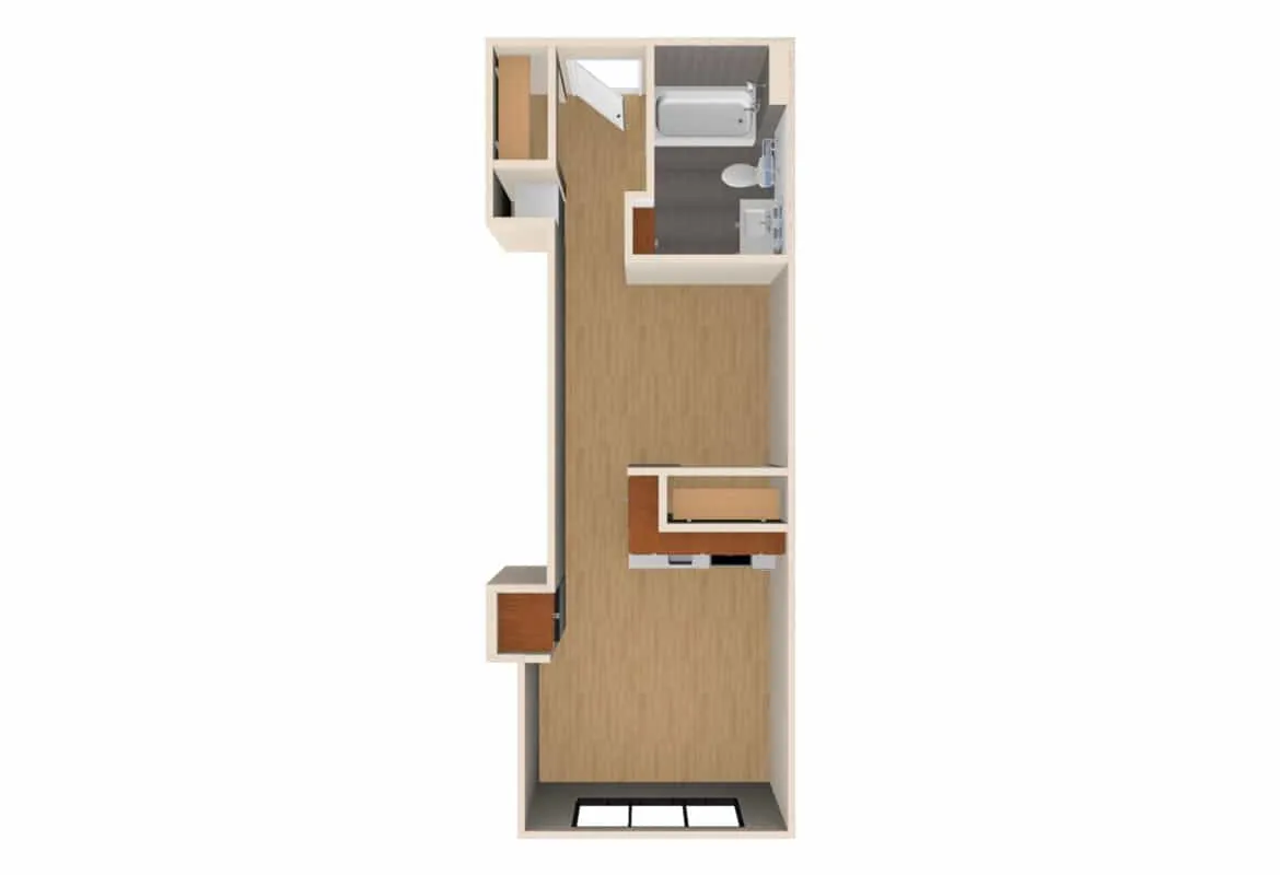 Jr. One Bedroom — Units 518-618 floor plan